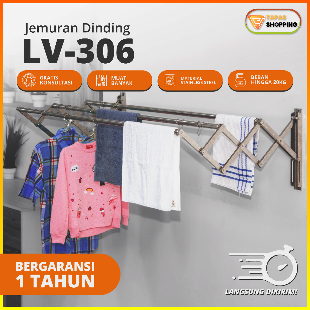JEMURAN DINDING LIPAT ANTI KARAT STAINLESS STEEL HEMAT TEMPAT JEMUR BAJU