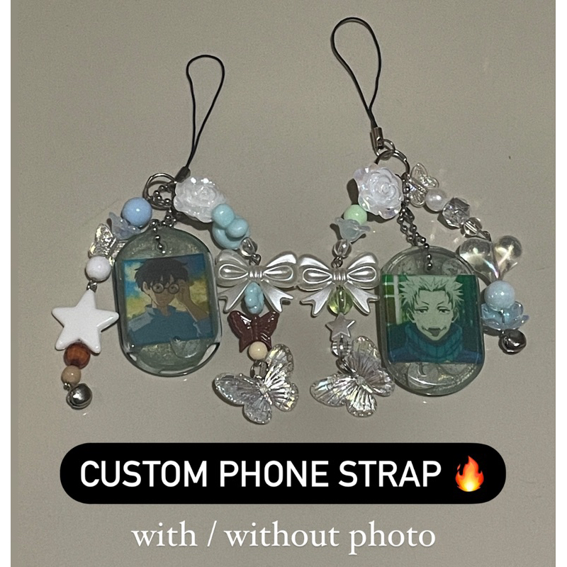 CUSTOM KEYCHAIN / PHONE CHARM BEADS ANIME, KPOP, FOTO BEBAS