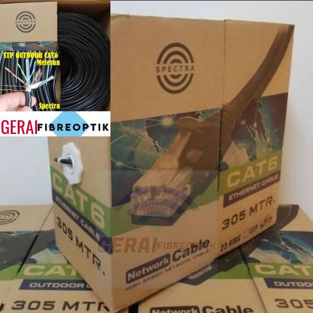 kabel Lan spectra cat 6 outdor 305 m 1 rol (hitam)
