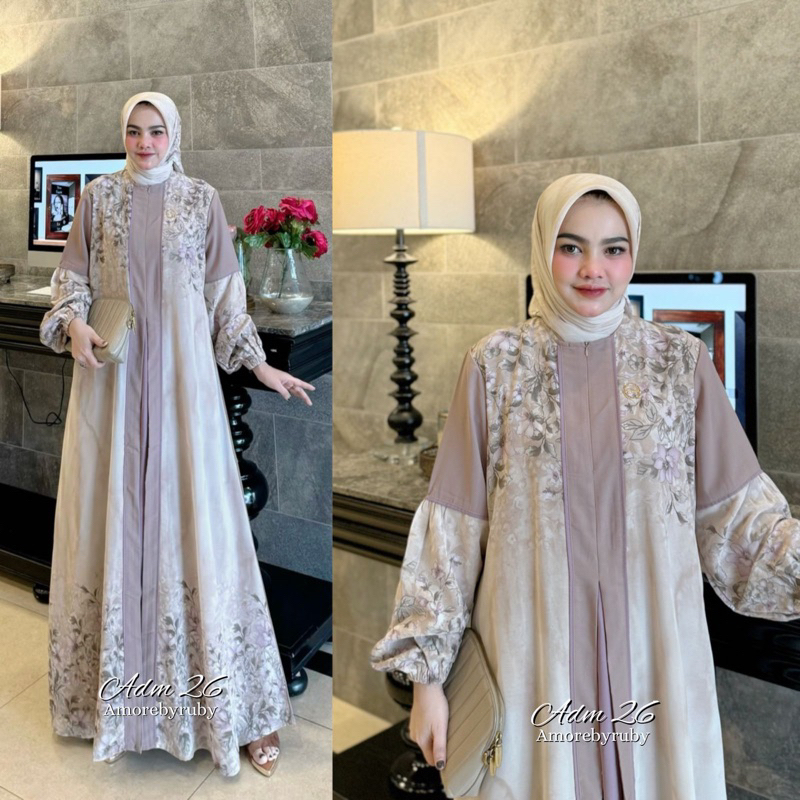 ADM 26 DRESS MUSLIM AMORE BY RUBY GAMIS CERUTY BABYDOLL VIRAL KEKINIAN SET HIJAB DAILY WEAR