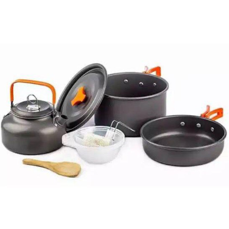 Cooking Set LWY DS 308 Plus Teko Alat Masak Camping 3-4 Orang / Nesting Alat Masak Camping