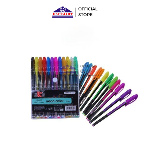 

Glitter Pen Neon Color 1.0MM HG6107-12/Pulpen Gel Warna Neon Pastel