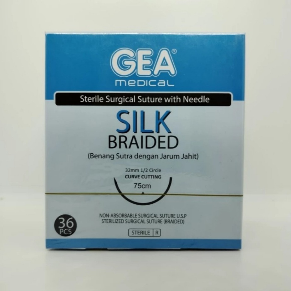Benang Jahit Catgut Silk 3/0 + Jarum GEA "BOX"