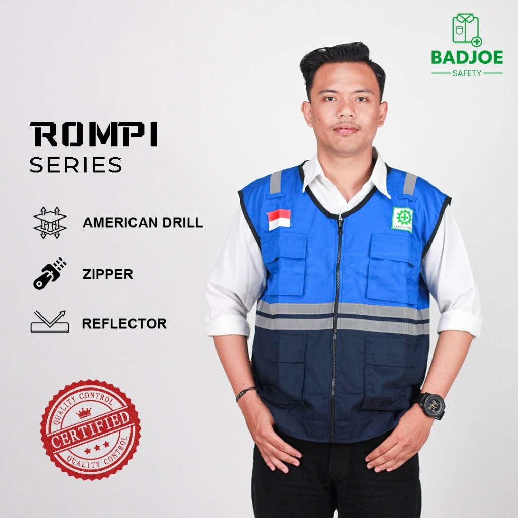 Rompi Safety Warna Biru Benhur Kombinasi Biru Navy
