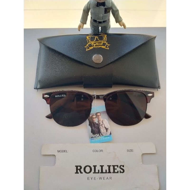 Clubmaster Vintage Sunglasses 80sBrand: ROLLIES
Made in China
Frame besi black metal kombinasi optyl