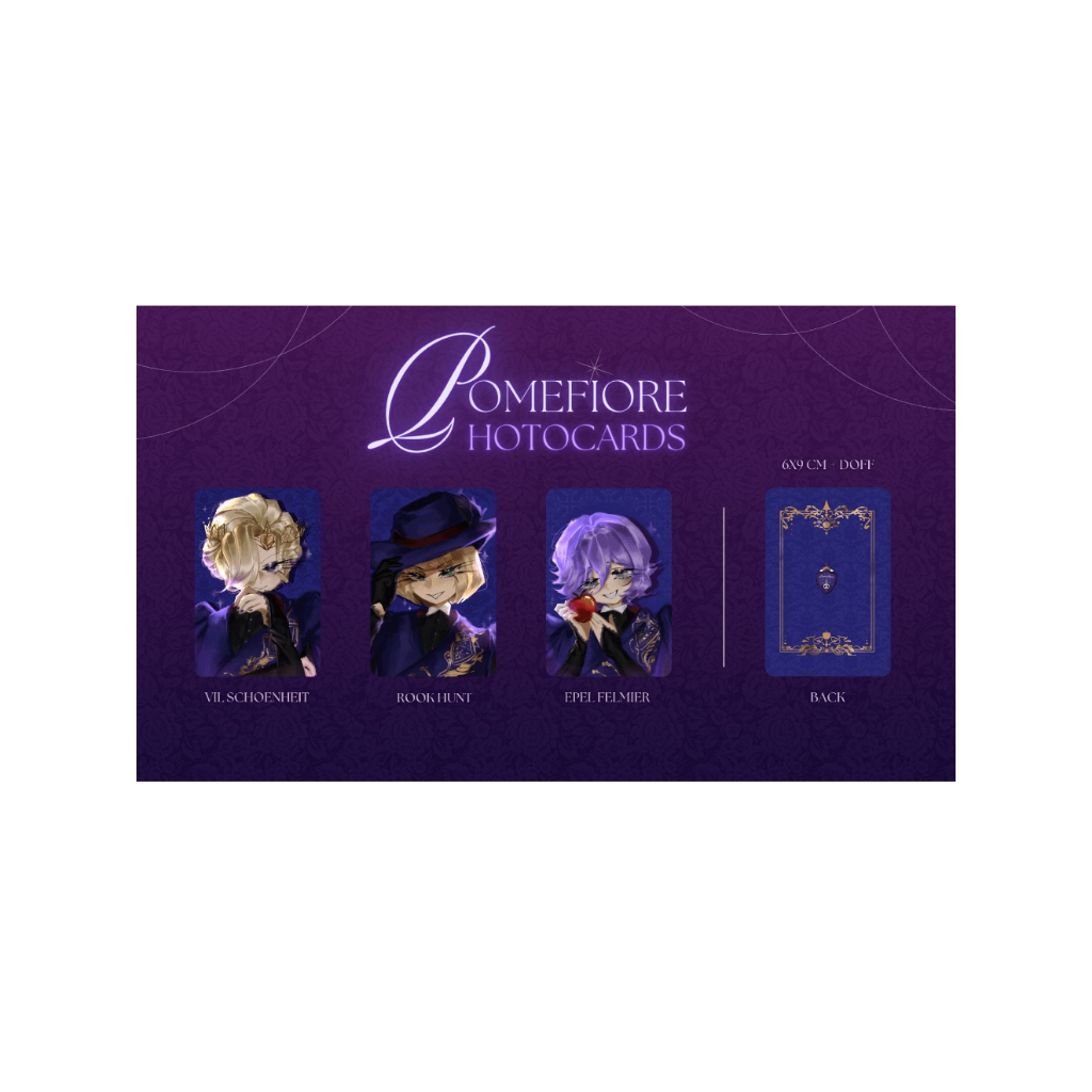 Twisted Wonderland Fan Merch || Pomefiore Photocard || Vil Schoenheit, Rook Hunt, Epel Felmier