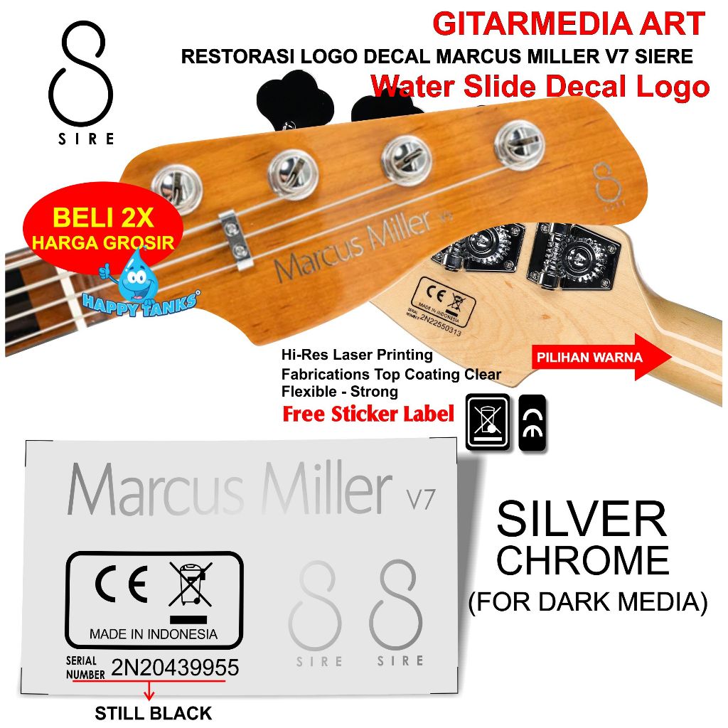 LOGO BASS MARCUS MILLER SIERE V7 WATER SLIDE DECAL
