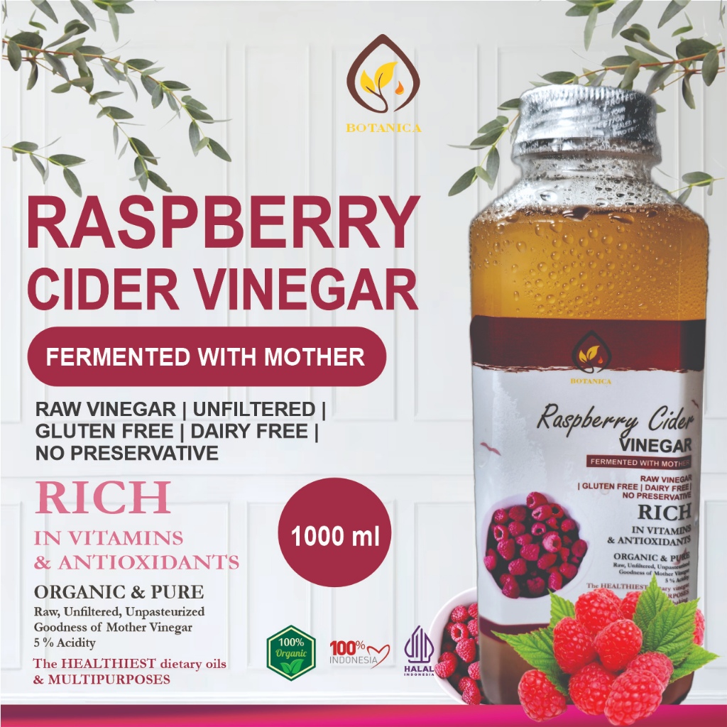 

Botanica Cuka Raspberry 1 Liter Endapan Mother Fermentasi Probiotik / Raspberry Cider Vinegar Bragg