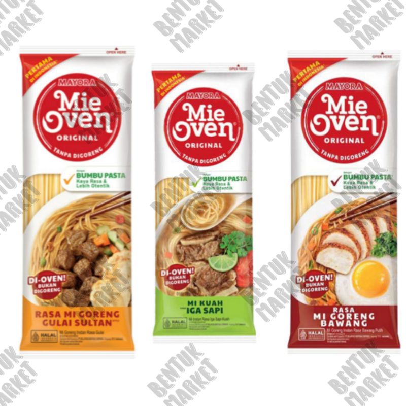 

Mie Oven Goreng Rasa Bawang Putih / Mie Oven Goreng Rasa Gulai Sultan / Mie Oven Kuah Rasa Iga Sapi / Mie Instan