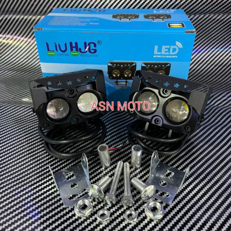 LAMPU TEMBAK SOROT LED LASER GUN HJG 2 MATA High putih kuning universal