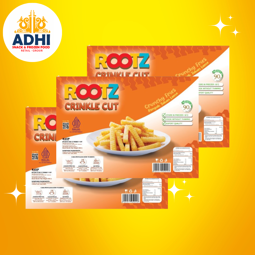 

SINGKONG GORENG BENTUK KENTANG ROOTZ CRINKLE CUT 400GR_FROZEN FOOD