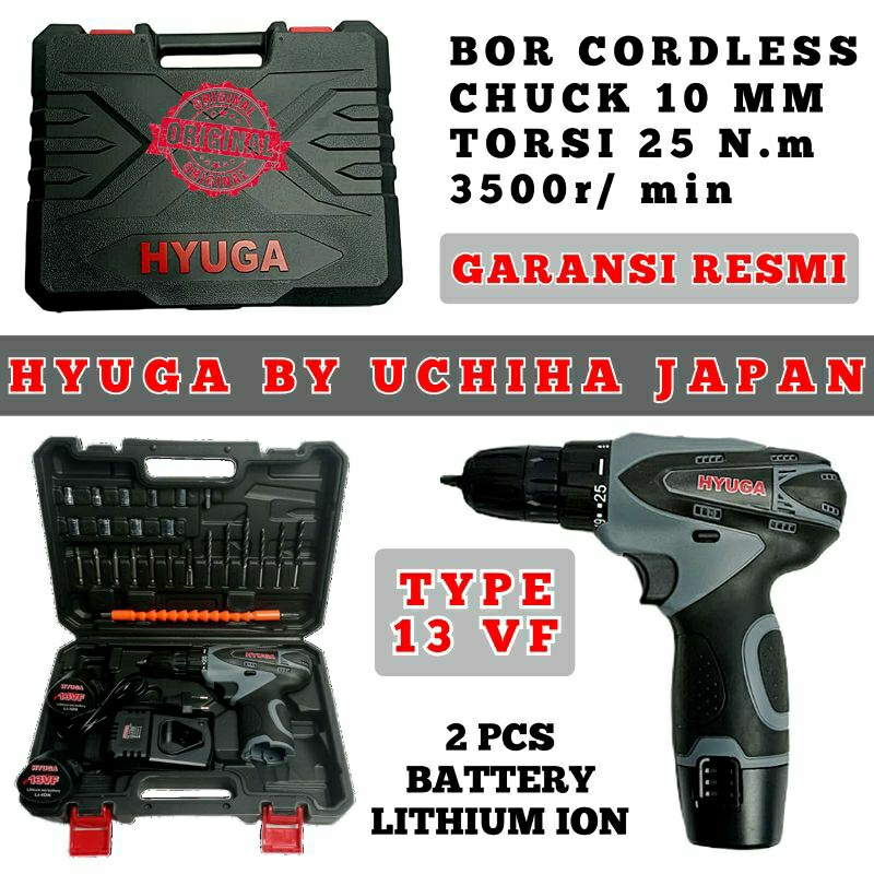 Mesin Bor Baterai Cordless 13vf 25torsi Uchiha Tembok Besi Kayu ori