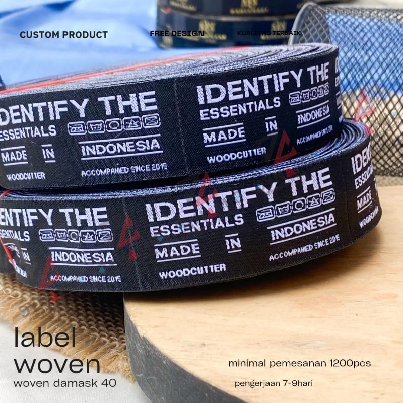 label woven bordir rajut ukuran 3x4 cm minimal order 100 lusin(1200pcs) free cutting free potong