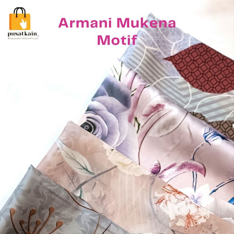 Mukena Armani / Mukena Motif / Kain Motif / Armani Motif / Gamis Satin / Bahan Mukena / Kain Gamis