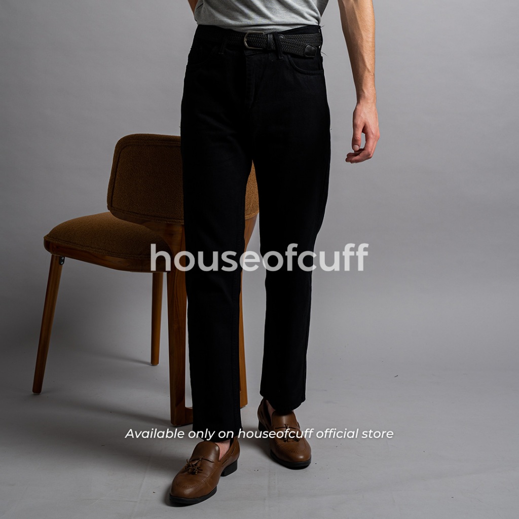 Houseofcuff Celana Jeans Reguler Fit Hitam Pria Panjang Denim Hitam