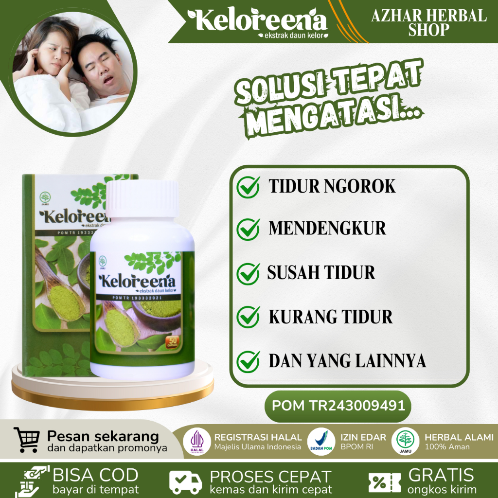 Keloreena Obat Tidur Ngorok, Penghilang Ngorok Saat Tidur, Obat Anti Mendengkur, Obat Kurang Tidur