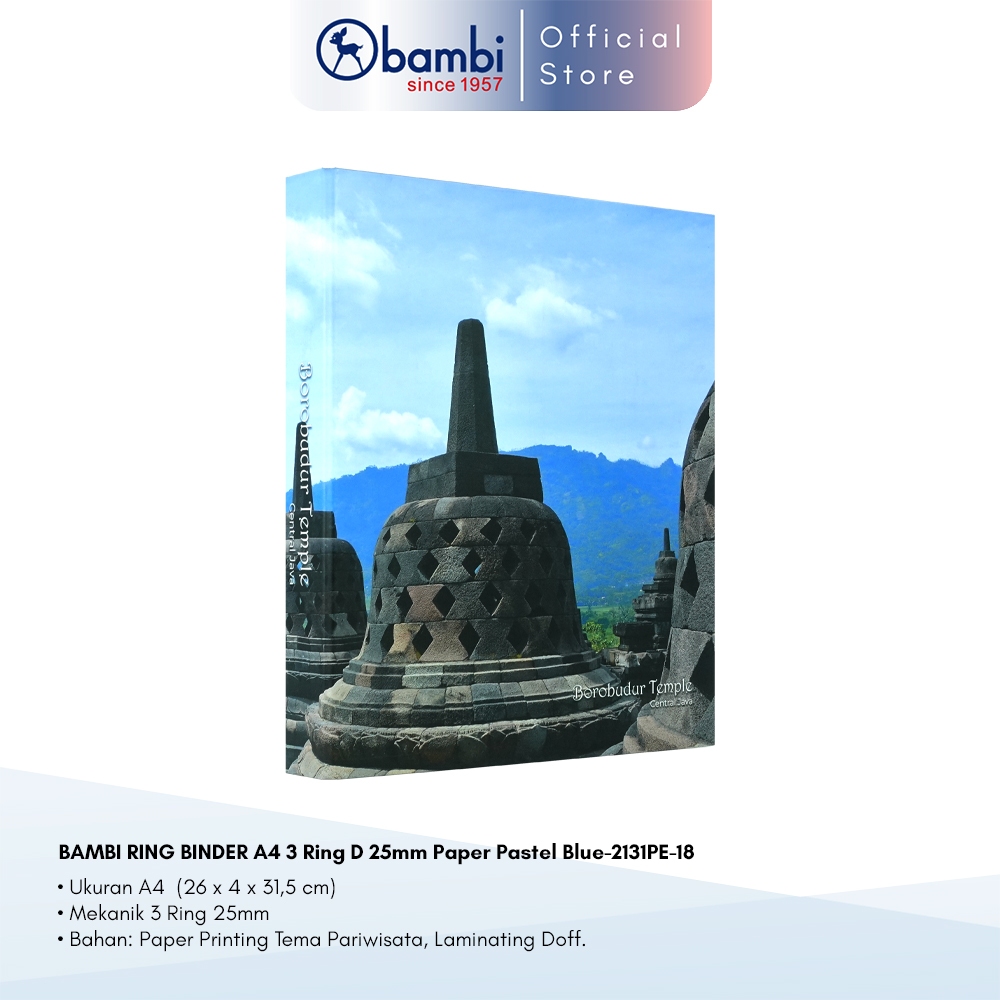 

Bambi Ring Binder A4 3 Ring Type D Exclusive Edisi Borobudur Nusantara Original