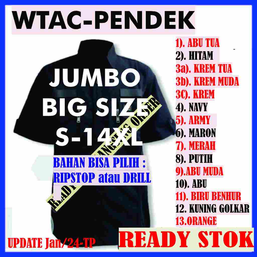 Kemeja Baju Tactical Taktikal Wtac W-Tac W Tac Tangan Lengan Pendek Pdl Pdh Pns Reskrim Lapangan Ker