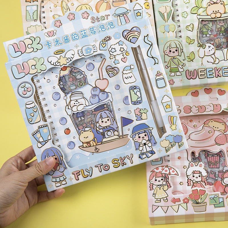 

COD SET BUKU SPIRAL STIKER + CUTTER PEN KEKINIAN / STICKER SET GIFT CRAFT JOURNAL