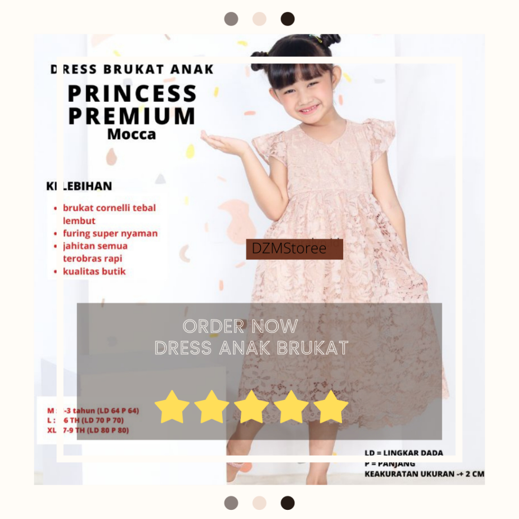 BAJU PESTA ULANG TAHUN DRESS BRUKAT ANAK PEREMPUAN KOREAN STYLE PRINCESS 0-9 TAHUN PAUD SD ROK KONDA