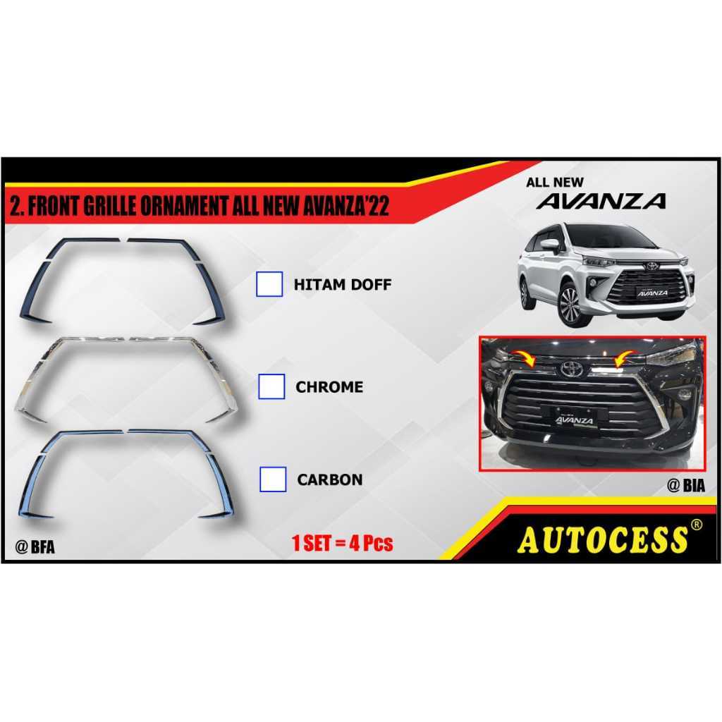 List Bumper Bawah Mobil Avanza 2022 sampai 2024 chrome carbon hitam