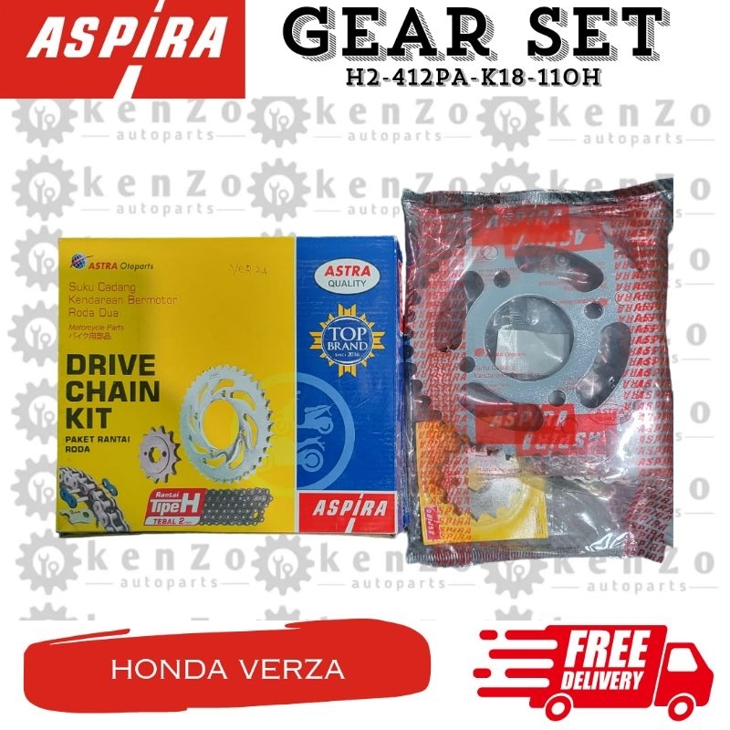 Gir & Rantai Original Aspira Motor Honda Verza (Gear Set K18)