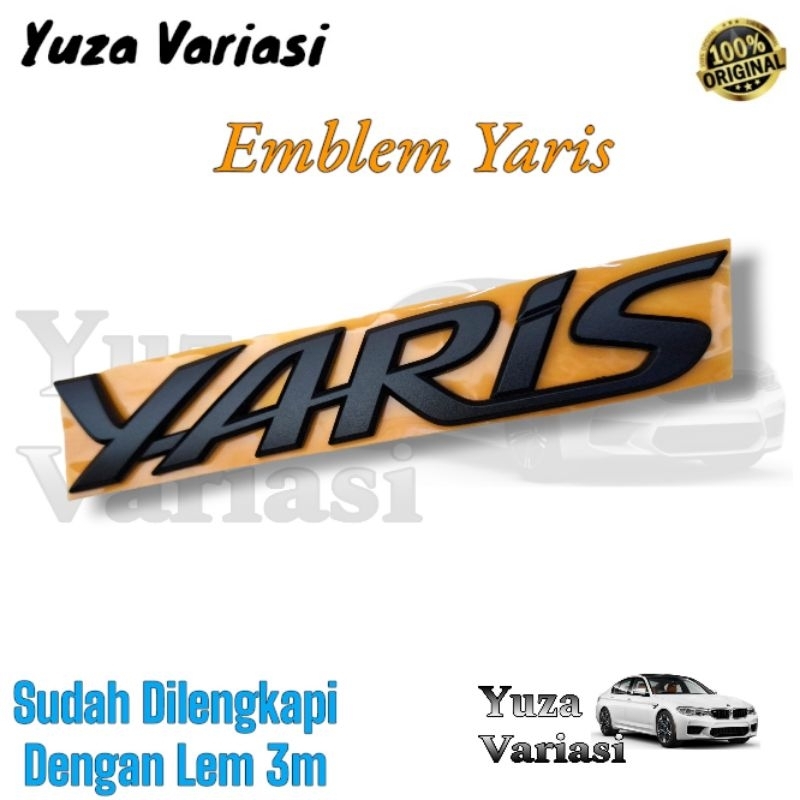 Emblem Tulisan Yaris Hitam Doff Original Toyota // Logo Emblem Yaris Original Toyota Black Doff // E