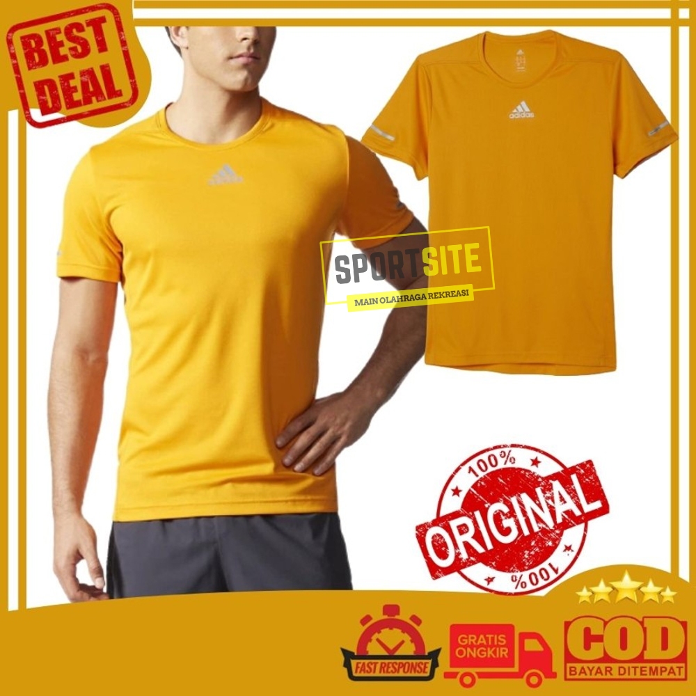 Adidas Run Tee Baju Kaos Casual Olahraga Running Fitness Gym Pria Kasual Original