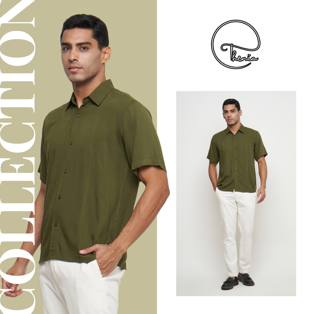 NAEM | KEMEJA RAYON PRIA LENGAN PENDEK by ETHENIA | ATASAN PRIA | KEMEJA SANTAI | KEMEJA BAHAN JATUH