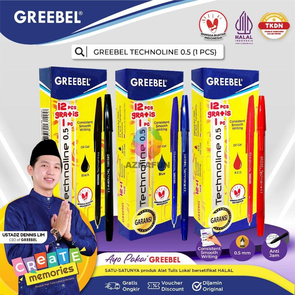 

GREEBEL BALLPEN TECHNOLINE 0.5 BLACK /Pen/Pulpen/Bolpoint utk atk kantor kerja kuliah anak