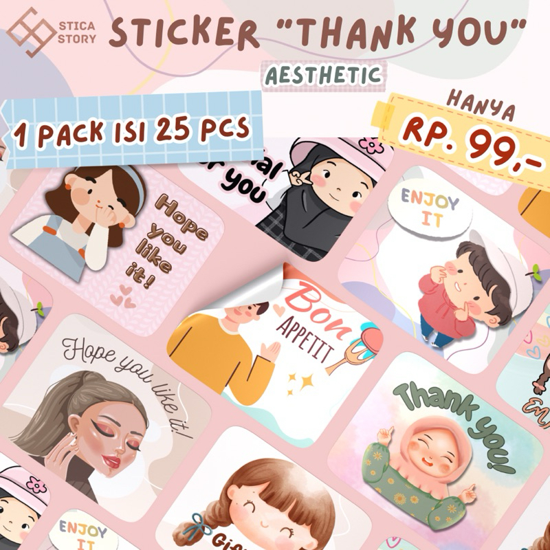 

[25 pcs] Stiker label Thank You sticker untuk paket bisnis UMKM aesthetic murah