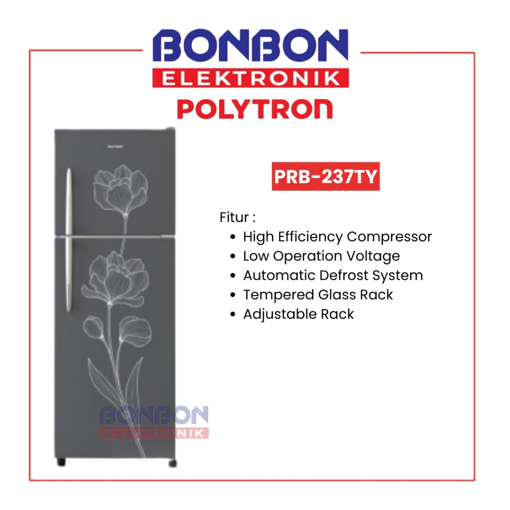 Polytron Kulkas 2 Pintu 186 L PRB 237TY / PRB 237 TY / PRB237TY 186 Liter