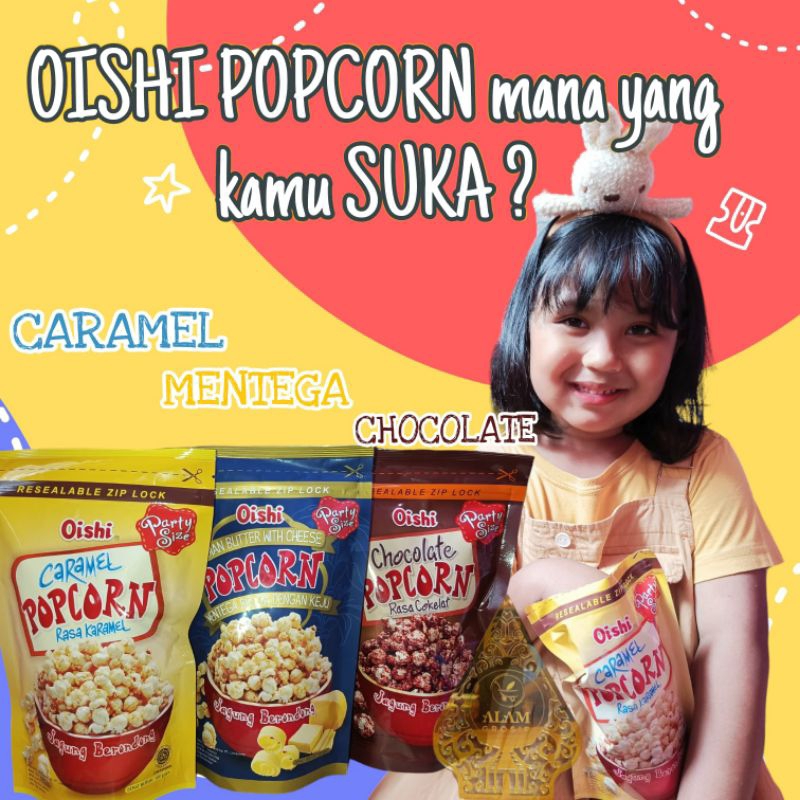 

OISHI Popcorn Jagung Brondong Cokelat, Karamel, Mentega Belgia Dengan keju 100gr