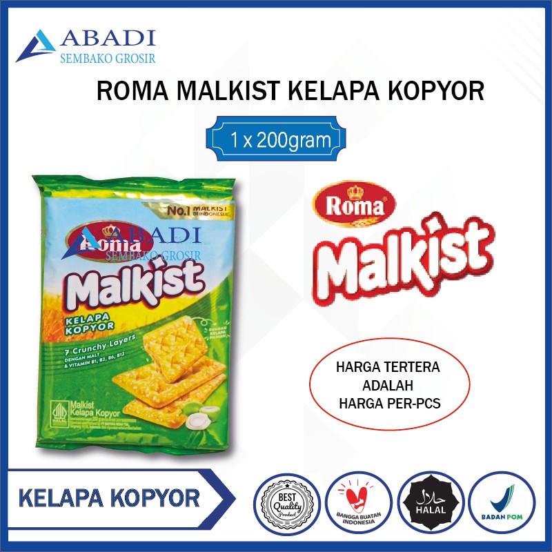 

Biscuit Biskuit Roma Malkist Kelapa Kopyor - Klapa 200gram