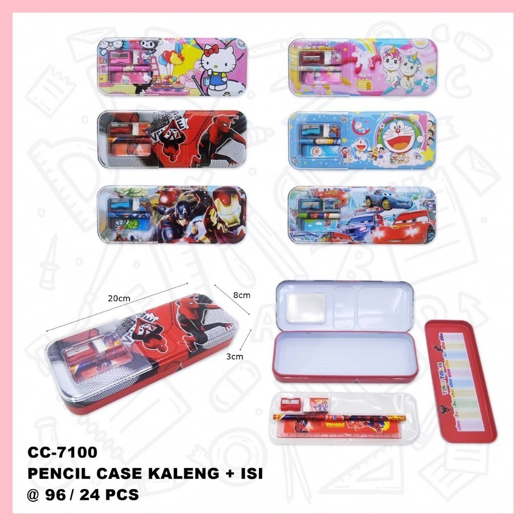 

Rmdodo - Kotak Pensil Kaleng Kotak + Isi 2 Tingkat / Tempat Pensil CC-7100