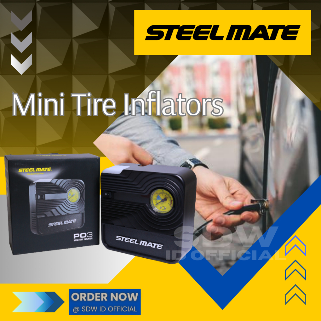 Pompa ban mobil elektrik portable / mini tire inflator Steelmate / pompa ban portabel