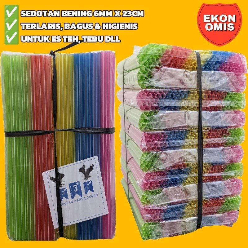 Sedotan plastik 6mm bening bagus murah higienis