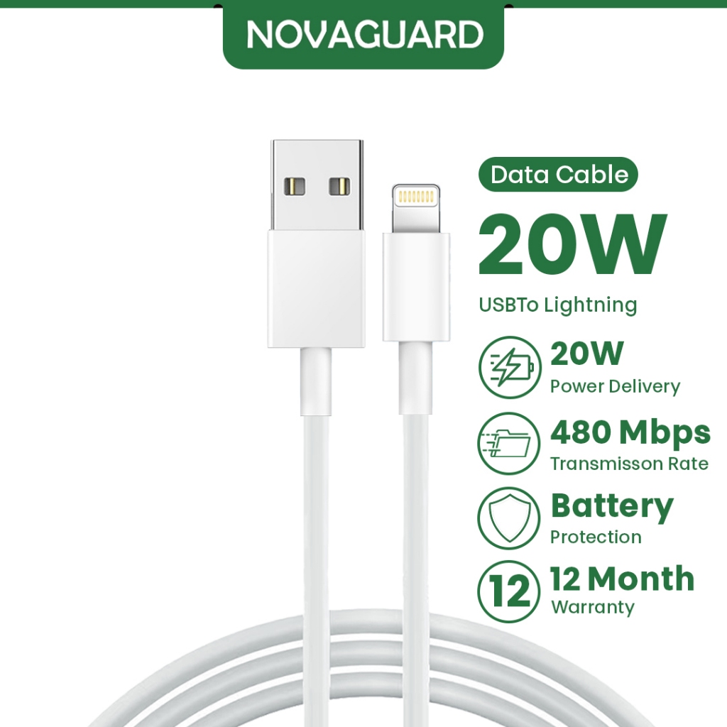 Novaguard Kabel Charger Iphone 20W PD Fast Charging  USB to Lightning / Type-C to Lightning