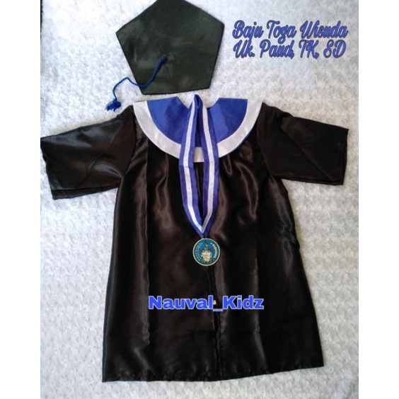 KODE F57T Baju Wisuda Anak  Baju Toga Wisuda Anak Paud TK SD  biru list putih