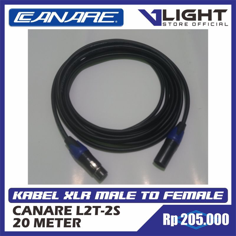 Kabel Mic Stereo XLR Canare L2T-2S Jack Tecson hitam 20 Meter