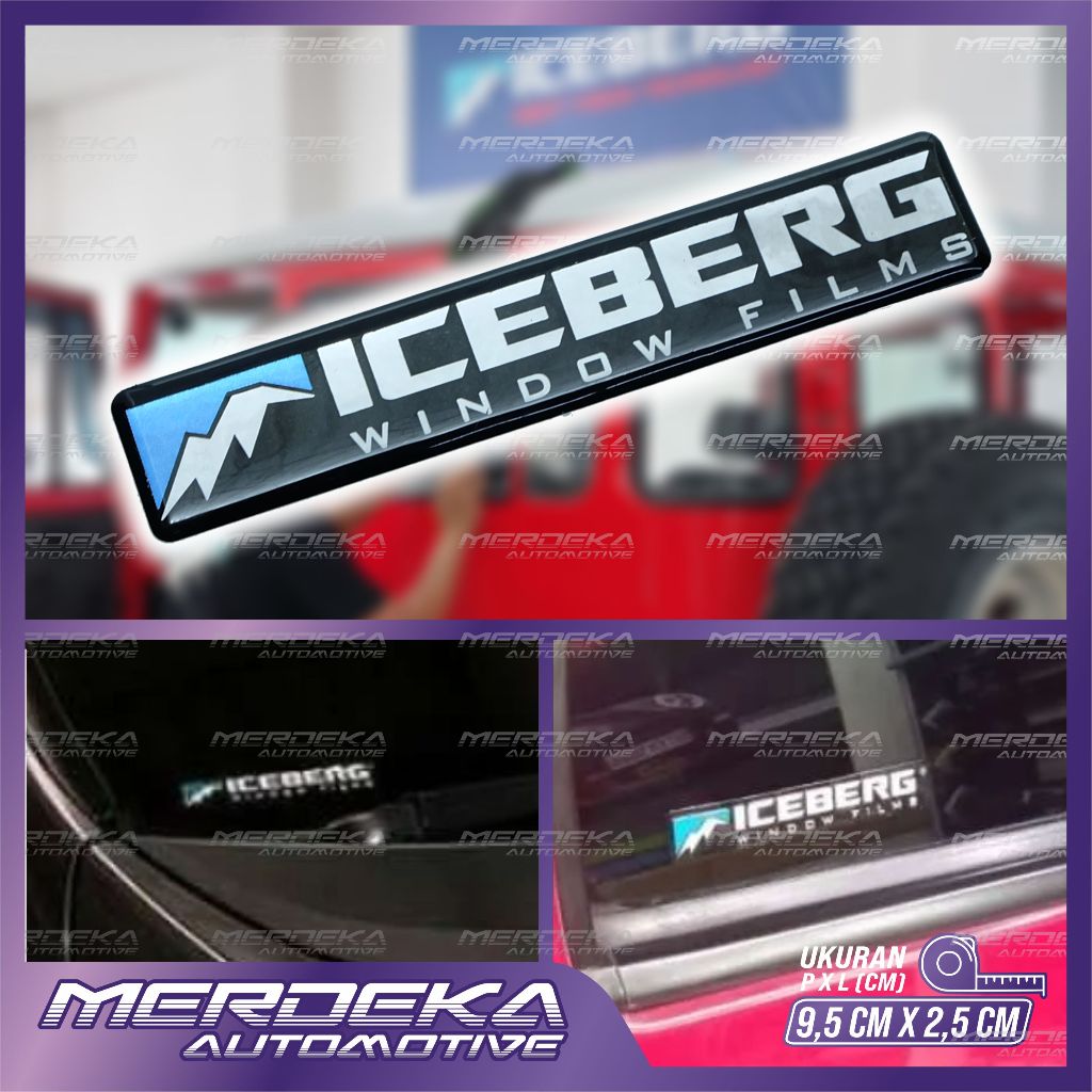 Emblem kaca film iceberg / Stiker logo iceberg window film / Stiker timbul iceberg tint