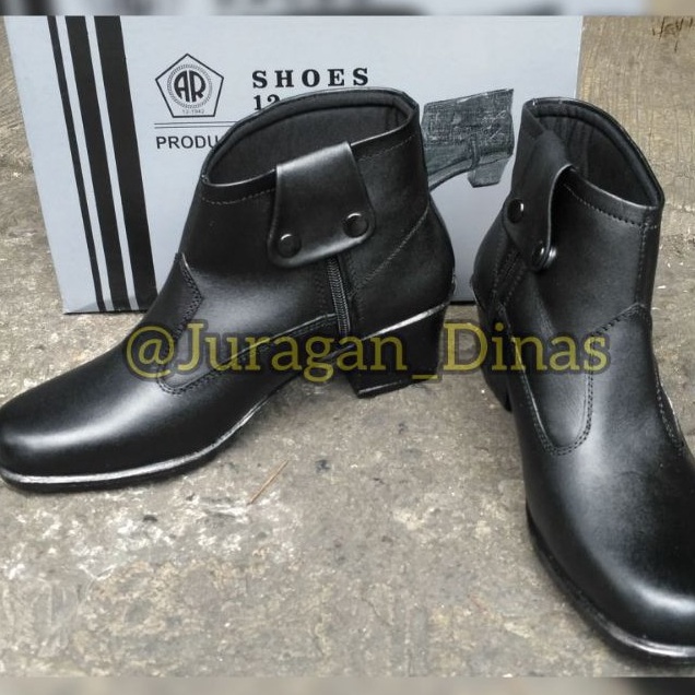 KODE U92H SEPATU PDH PDL WANITA ANKLE BOOTS POLWAN SECWAN HITAM DOP AR EXCLUSIVE ASLI KULIT ORIGINAL
