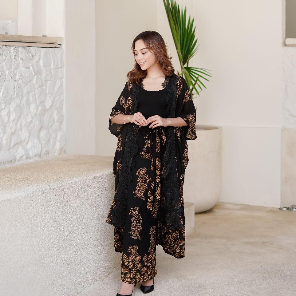 KODE I6M2 ANDIN Set Outer Lace dan Rok Lilit Batik Wayang