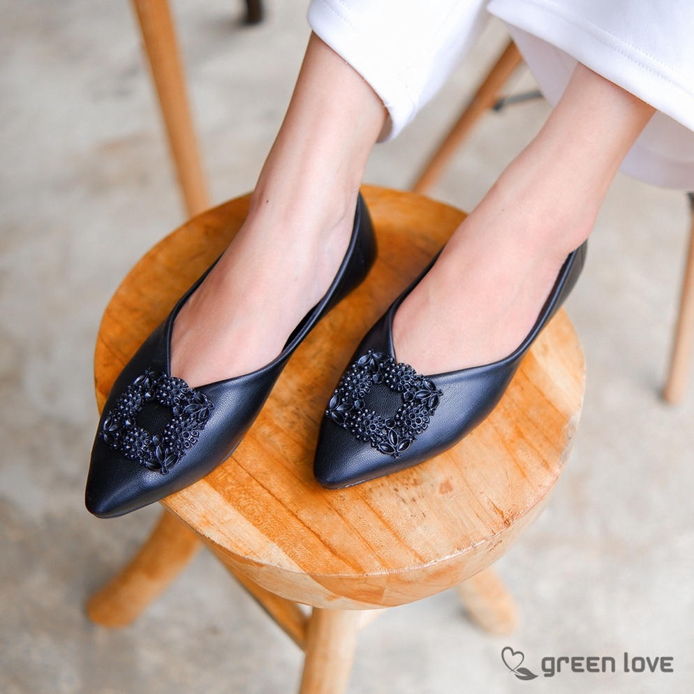 KODE S5D Green Love Sepatu Flat SABRINA