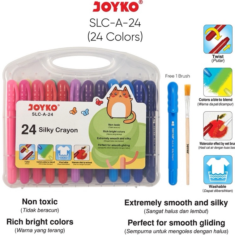 

KODE J68W Silky Crayon SLCA24 Krayon Halus Joyko SLCA Warna Colors