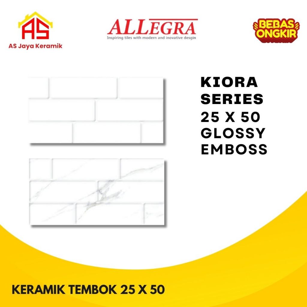 Keramin Tembok I Keramik Dinding I 25 x 50 Kiora White I Allegra