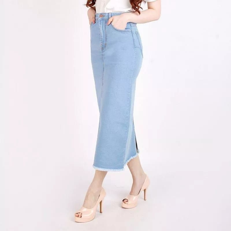 ROK JEANS SKRIT SPAN MIDI RAWIS 7/9