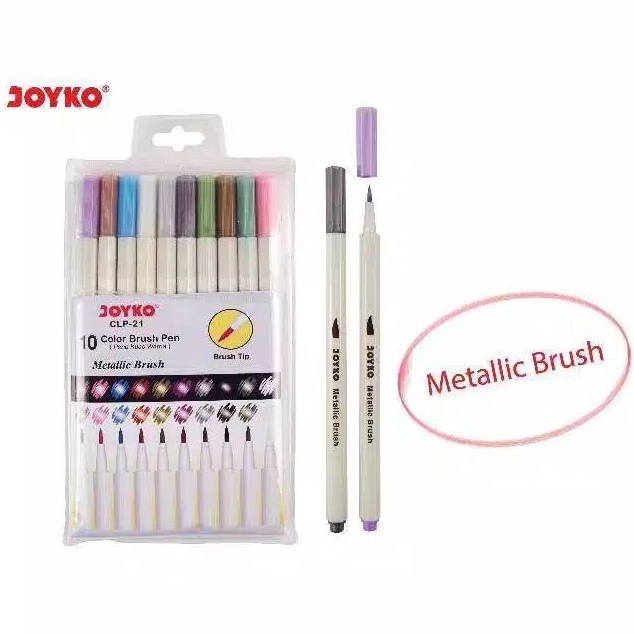 

TERLARISSS Color Brush Pen CLP21 Joyko Spidol Kuas Metallic Colour Set 1 Warna