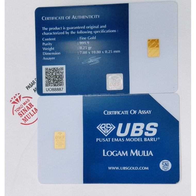 Logam Mulia UBS 0,25 Gram KODE T6K3