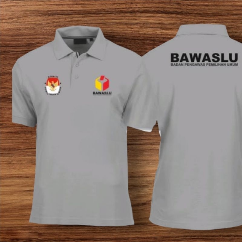Seragam BAWASLU Kaos Krah Bawaslu Abu Abu Lengan Pendek